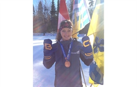 Local biathlete, Emily Dickson, skis fast to win bronze