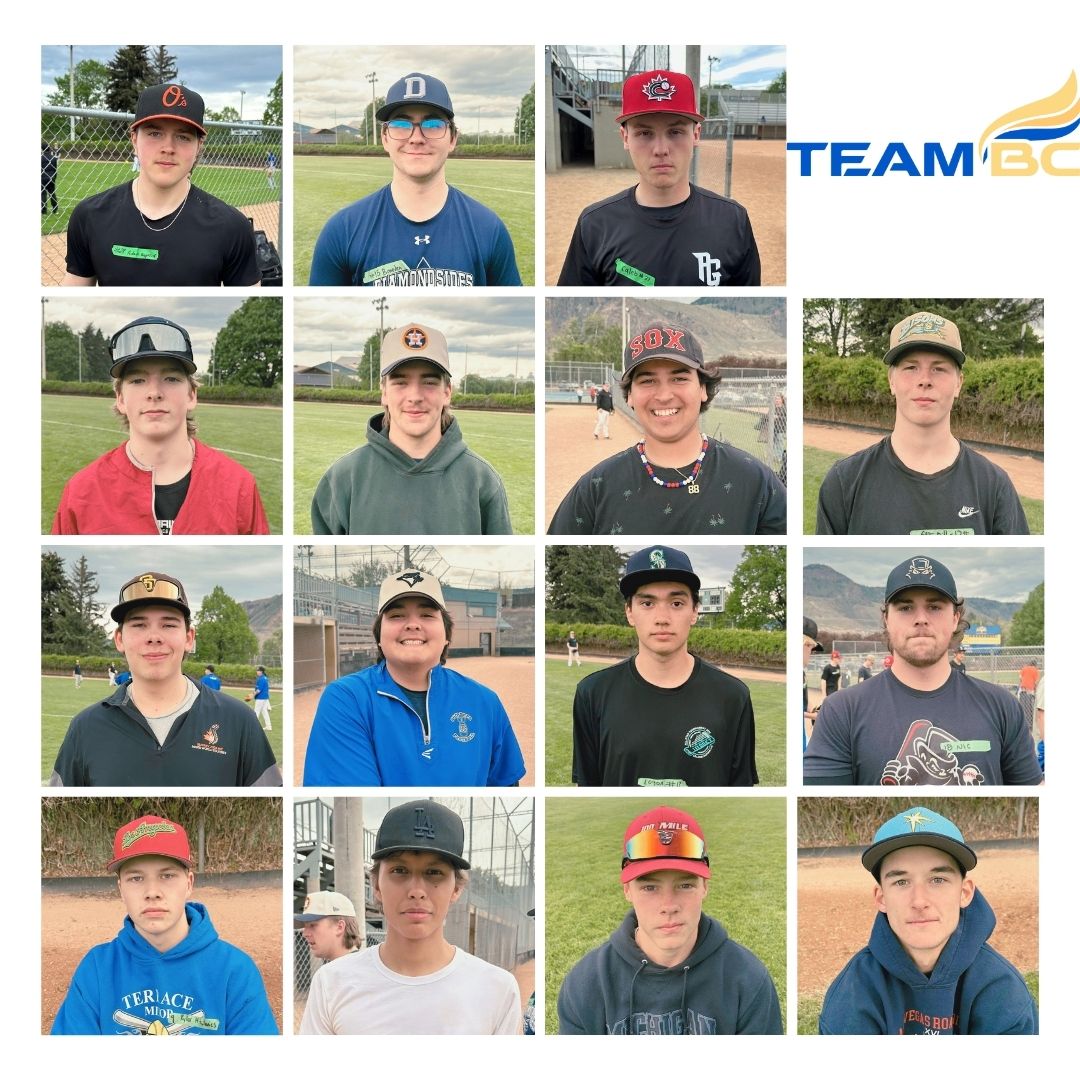 Headshots of the Team BC men's softball team for the 2025 Canada Summer Games.